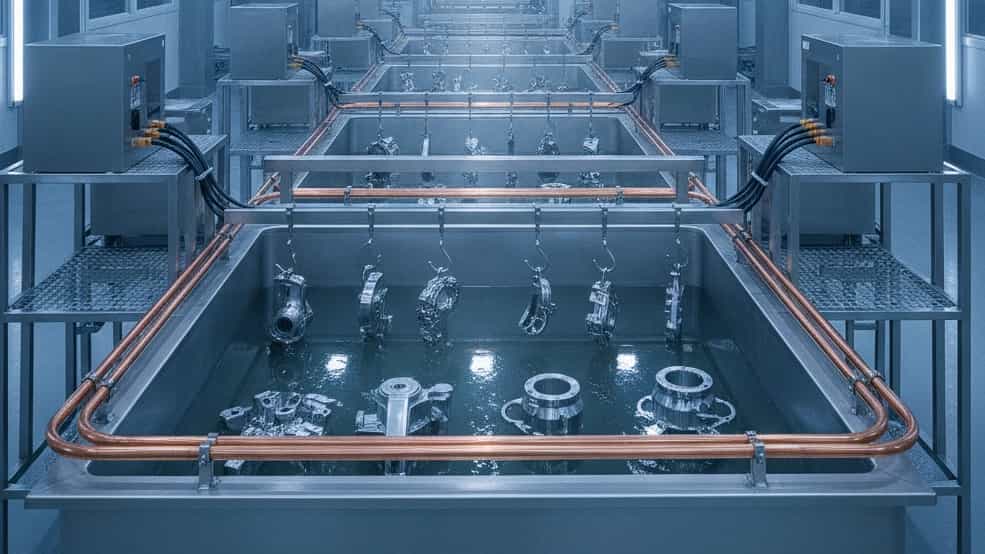Plating battery design for production lines